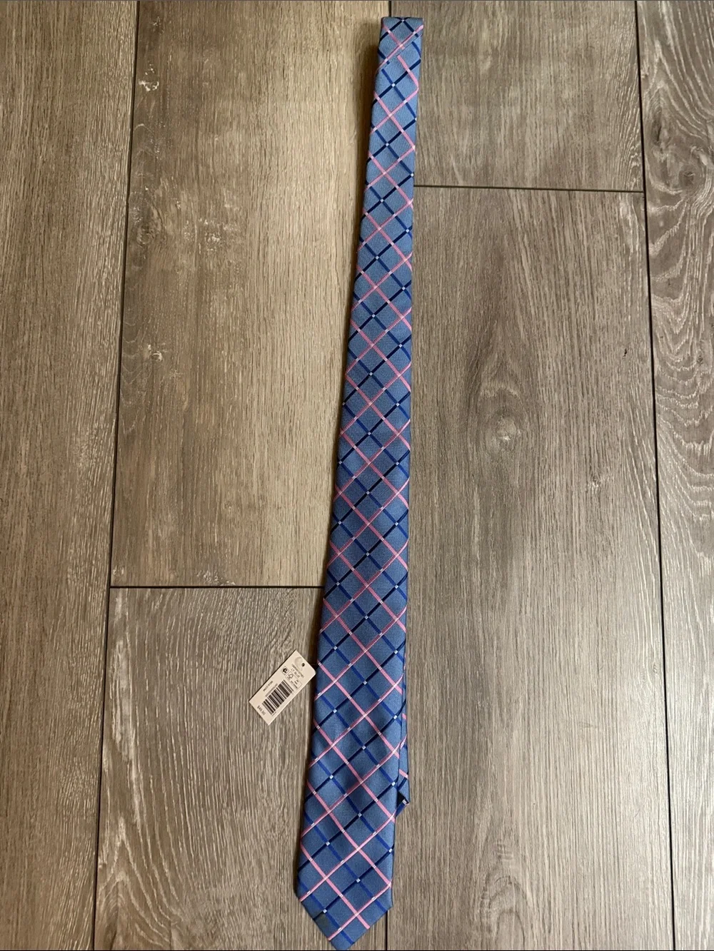 Izod Blue Plaid Tie with Pink Grid